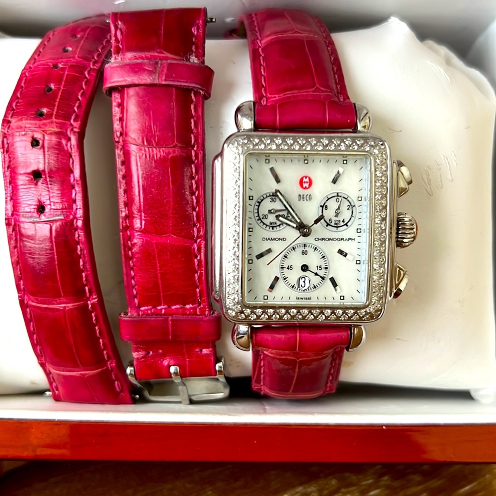 Michele Deco Diamond Chronograph Watch